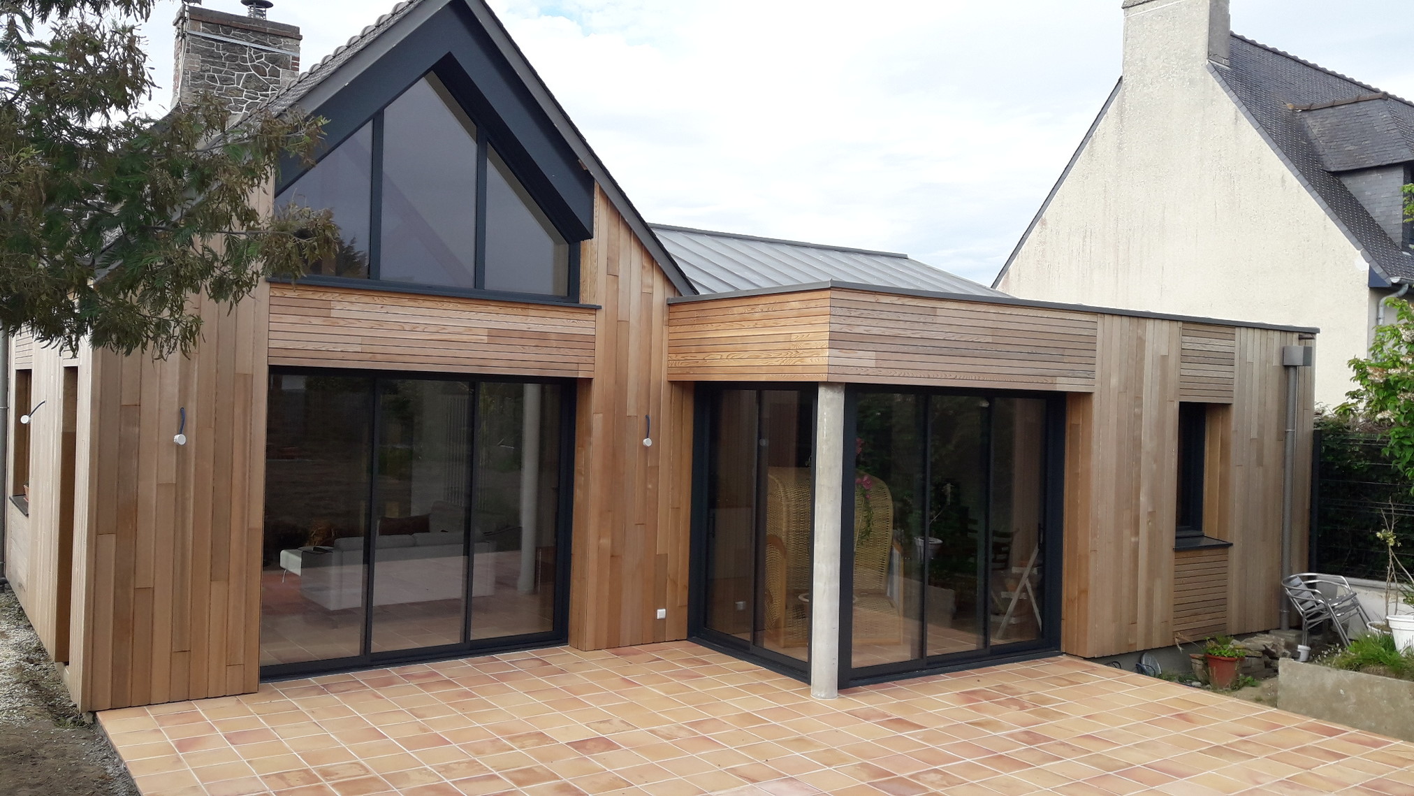 Extension Ossature Bois Bardage Red Cedar Lancieux